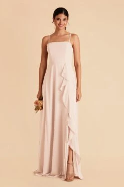 Winnie Convertible Chiffon Dress - Pale Blush 14 Winnie Convertible Chiffon Dress - Pale Blush -Elegance Bridal Store pale blush winnie convertible slit bridesmaid dress 02