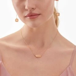 Presley Charm Necklace - Blush 11 Presley Charm Necklace - Blush -Elegance Bridal Store peach druzy presley charm necklace accessories 01 b8d2214a 2ee3 45c7 8db1 82550f66a049