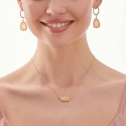 Presley Charm Necklace - Blush 12 Presley Charm Necklace - Blush -Elegance Bridal Store peach druzy presley charm necklace accessories 02 8eae0393 e1a3 48b3 9d61 00bd9cd90e81