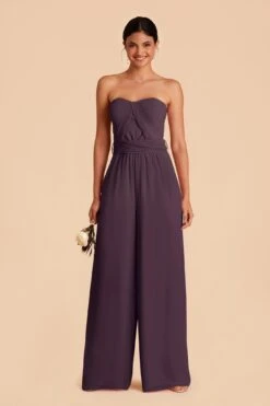 Gigi Convertible Jumpsuit - Plum -Elegance Bridal Store plum gigi convertible slit bridesmaid jumpsuit 02