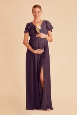 Hannah Empire Dress - Plum -Elegance Bridal Store plum hannah maternity bridesmaid dress 02