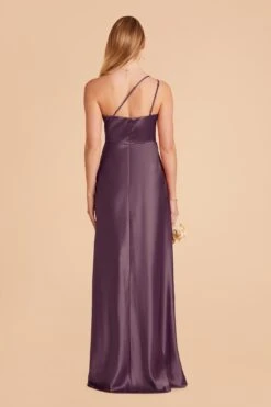 Kensie Shiny Satin Dress - Plum -Elegance Bridal Store plum kensie satin bridesmaid dress 01