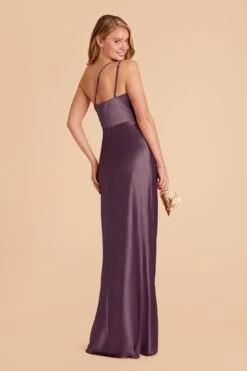 Kensie Shiny Satin Dress - Plum -Elegance Bridal Store plum kensie satin bridesmaid dress 02