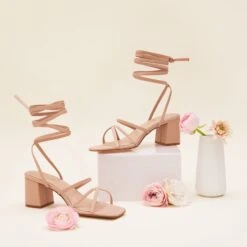 Rocky Chunky Heel - Nude Blush 11 Rocky Chunky Heel - Nude Blush -Elegance Bridal Store rocky nude blush bridesmaid shoes flat lay 01 rt