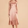 Eugenia Shiny Satin Convertible Midi Dress - Rose Gold -Elegance Bridal Store rose gold eugenia convertible satin bridesmaid dress 01