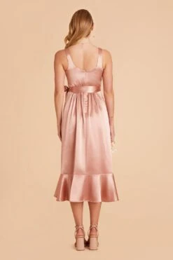 Eugenia Shiny Satin Convertible Midi Dress - Rose Gold -Elegance Bridal Store rose gold eugenia convertible satin bridesmaid dress 05