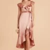James Shiny Satin Midi Dress - Rose Gold -Elegance Bridal Store rose gold james satin bridesmaid dress 01