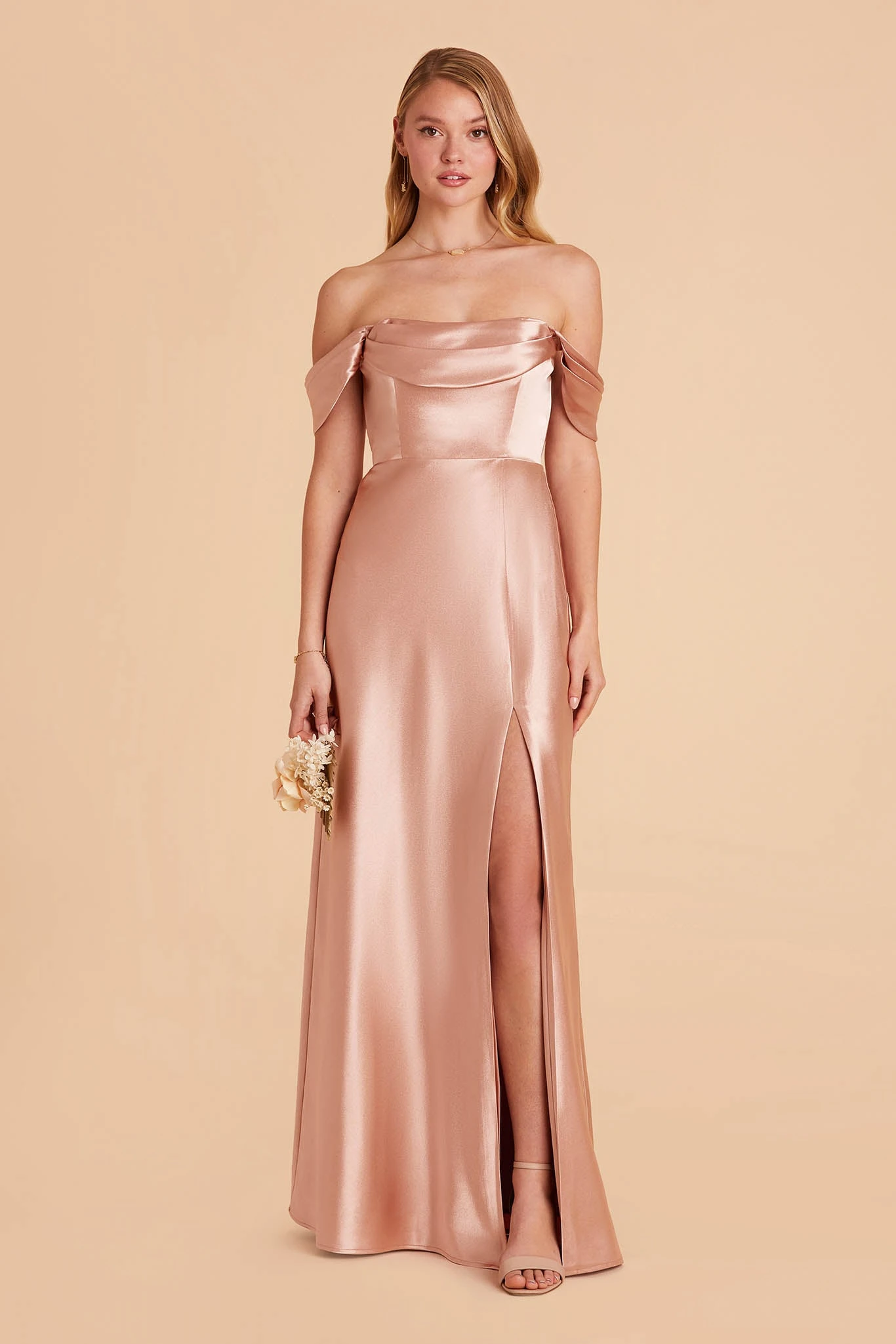 Mia Shiny Satin Convertible Dress - Rose Gold 6 Mia Shiny Satin Convertible Dress - Rose Gold - Image 4