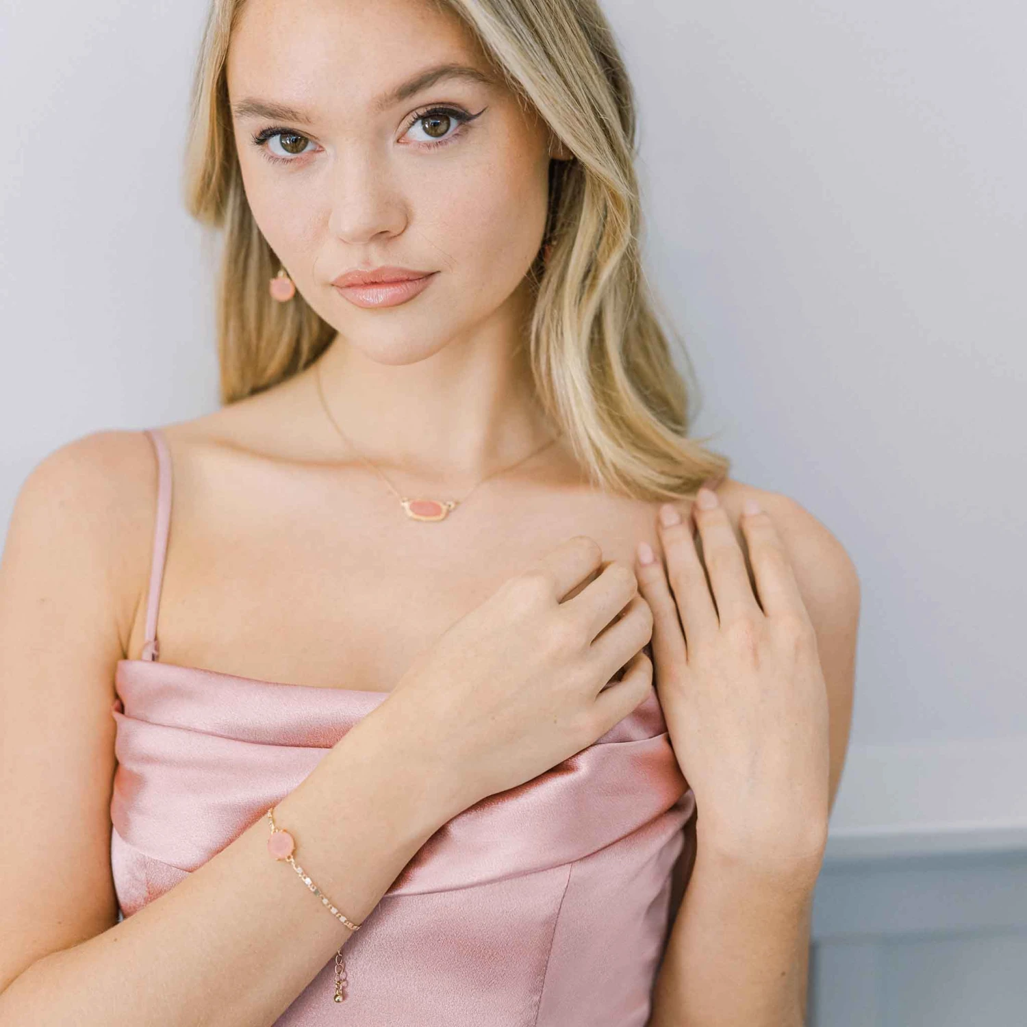 Presley Charm Necklace - Rose Pink 4 Presley Charm Necklace - Rose Pink - Image 2