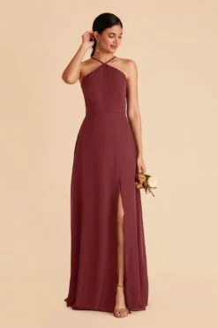 Juliet Chiffon Dress - Rosewood -Elegance Bridal Store rosewood juliet slit bridesmaid dress 01