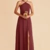 Juliet Chiffon Dress - Rosewood -Elegance Bridal Store rosewood juliet slit bridesmaid dress 02