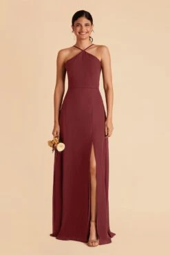 Juliet Chiffon Dress - Rosewood -Elegance Bridal Store rosewood juliet slit bridesmaid dress 03