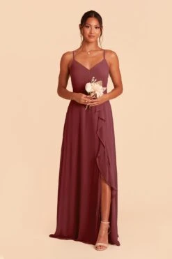 Theresa Chiffon Dress - Rosewood 11 Theresa Chiffon Dress - Rosewood -Elegance Bridal Store rosewood theresa convertible slit bridesmaid dress 02