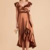 James Shiny Satin Midi Dress - Rust -Elegance Bridal Store rust james satin bridesmaid dress 02