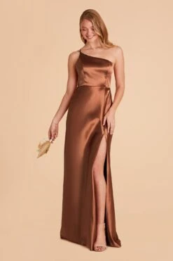 Kensie Shiny Satin Dress - Rust -Elegance Bridal Store rust kensie satin bridesmaid dress 04