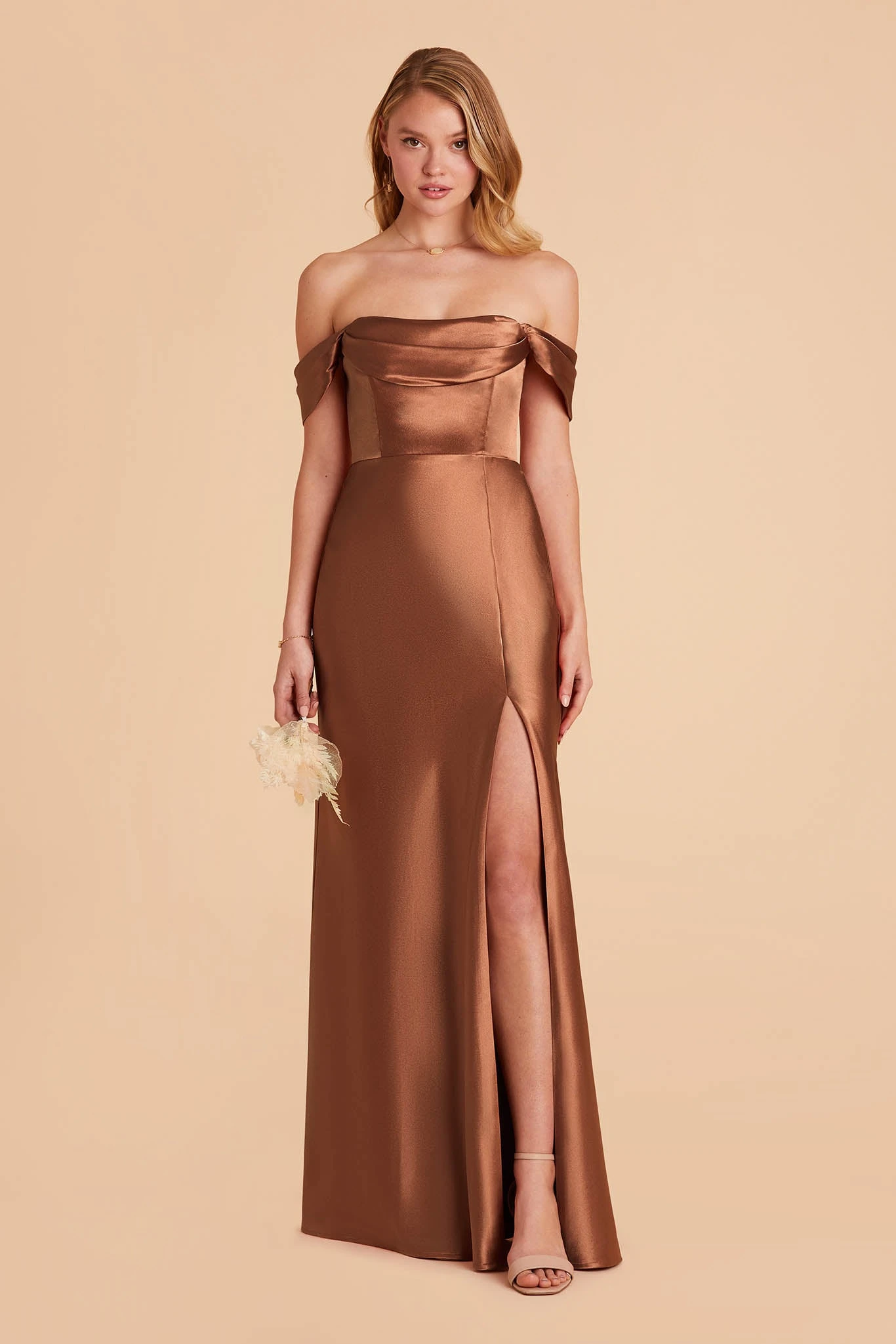 Mia Shiny Satin Convertible Dress - Rust 8 Mia Shiny Satin Convertible Dress - Rust - Image 6