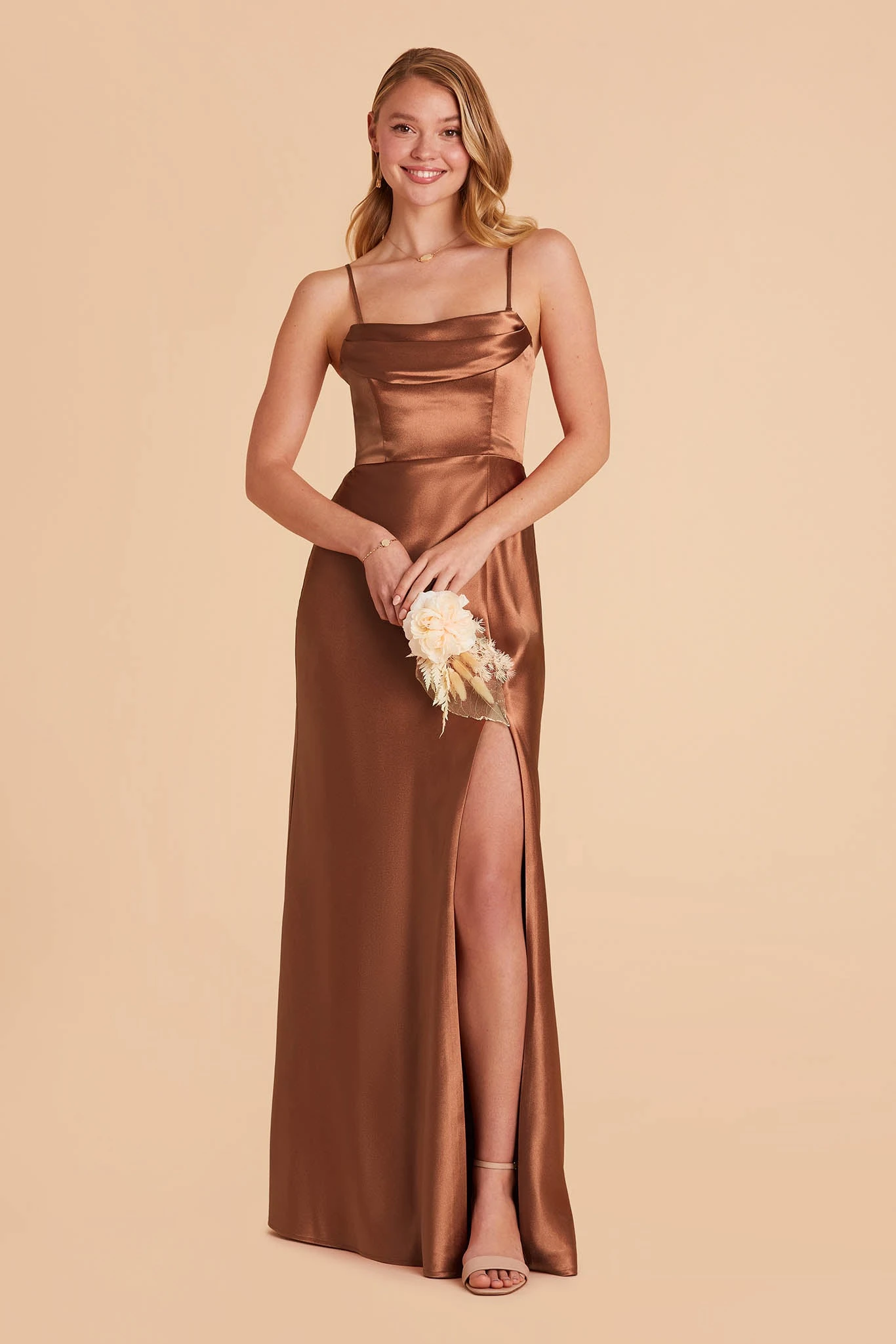 Mia Shiny Satin Convertible Dress - Rust 3 Mia Shiny Satin Convertible Dress - Rust