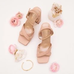 Ryanne Platform Heel - Nude Blush -Elegance Bridal Store ryanne nude blush bridesmaid shoes flat lay 02 rt