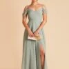 Devin Convertible Dress - Sage -Elegance Bridal Store sage devin convertible slit chiffon bridesmaid dress 01