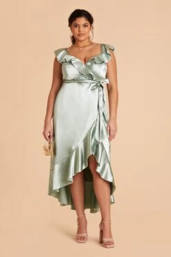 James Shiny Satin Midi Dress - Sage 29 James Shiny Satin Midi Dress - Sage -Elegance Bridal Store sage james plus size convertible satin bridesmaid dress 01 3d255e9f c957 4f30 a232 b763b6b051e8