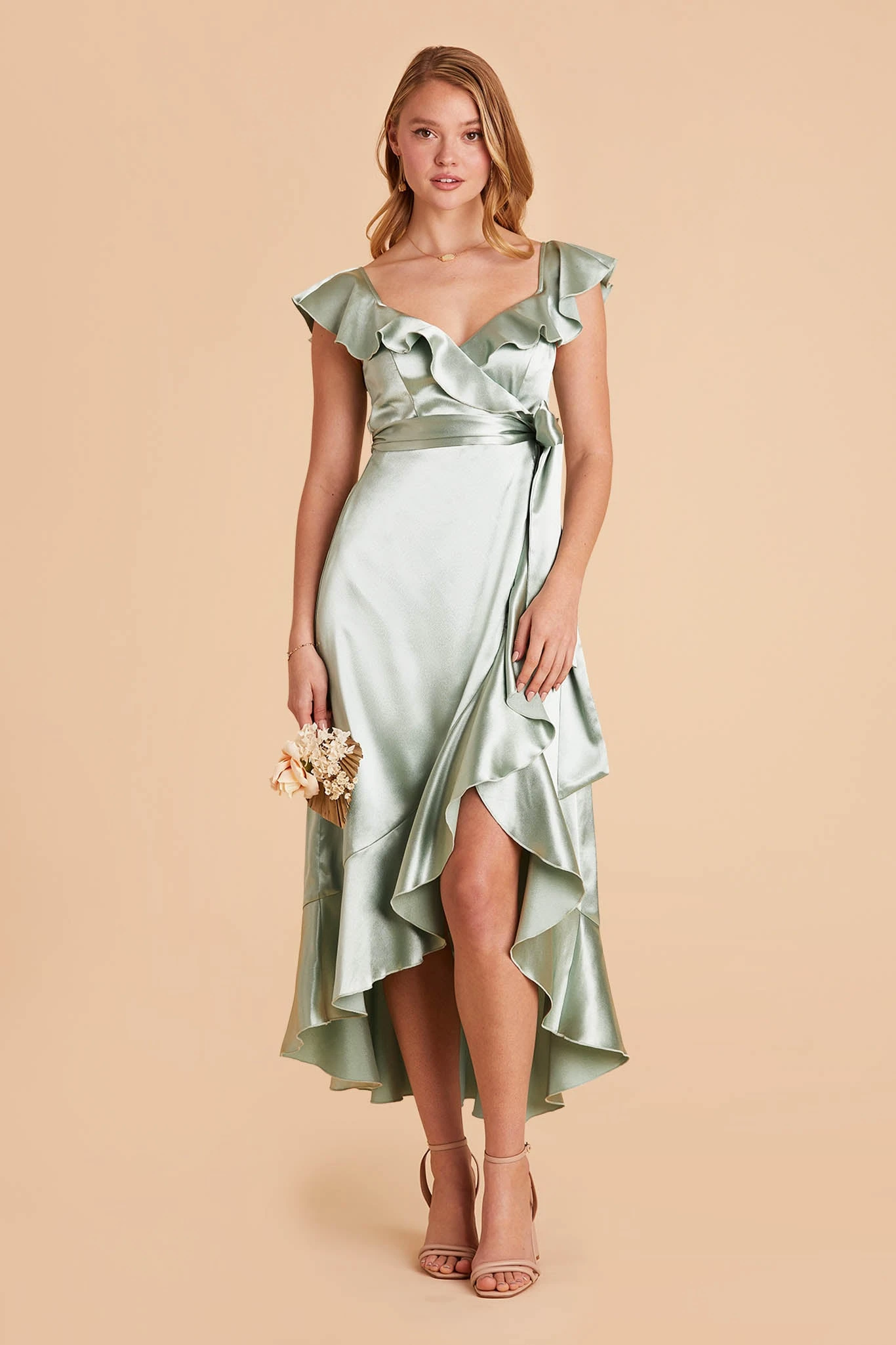 James Shiny Satin Midi Dress - Sage 13 James Shiny Satin Midi Dress - Sage - Image 11