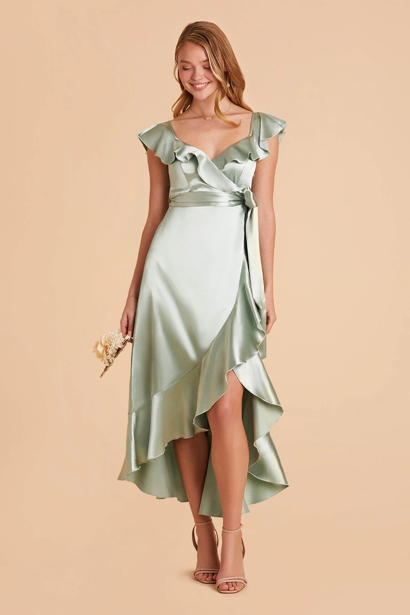 James Shiny Satin Midi Dress - Sage 6 James Shiny Satin Midi Dress - Sage - Image 4