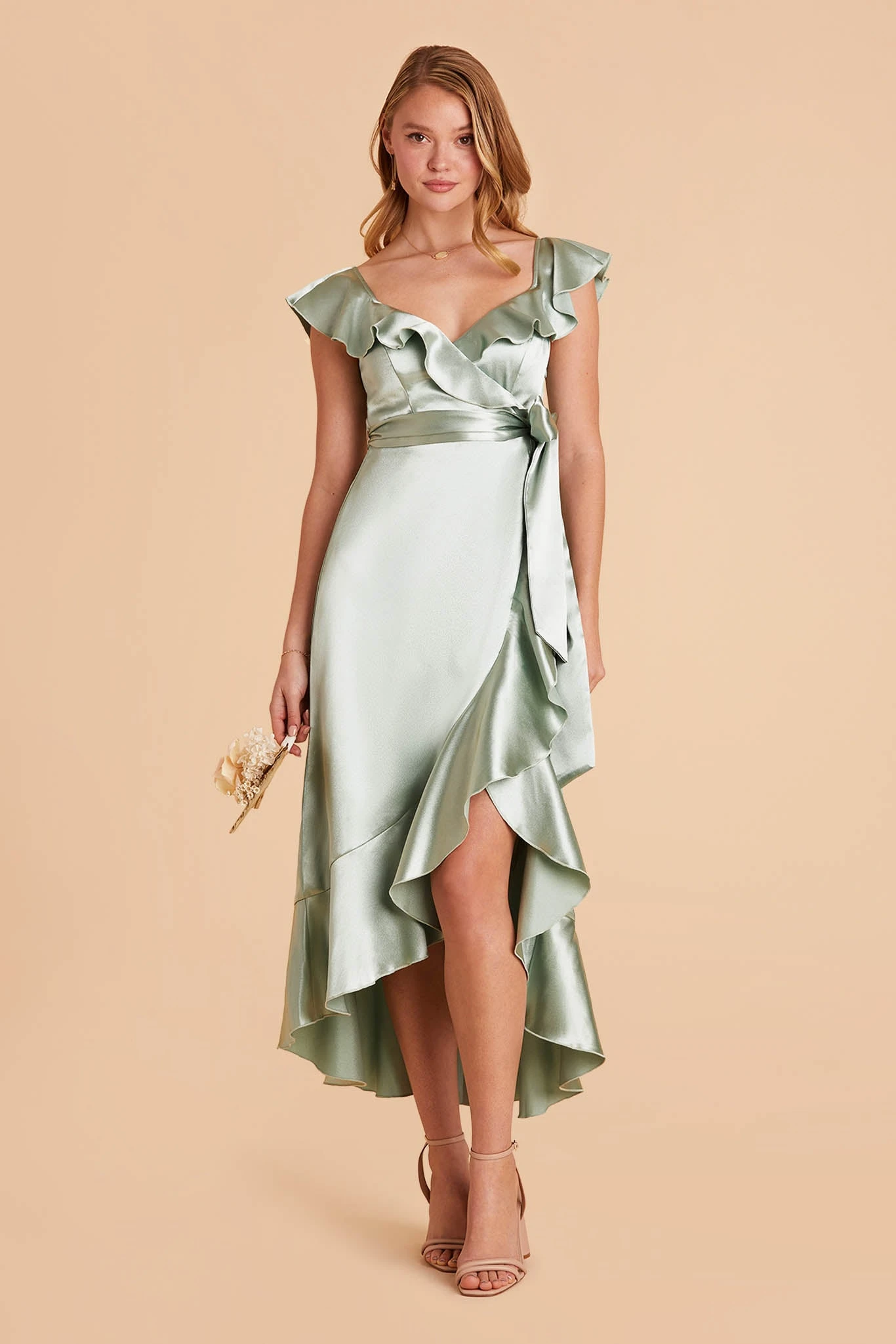 James Shiny Satin Midi Dress - Sage 7 James Shiny Satin Midi Dress - Sage - Image 5