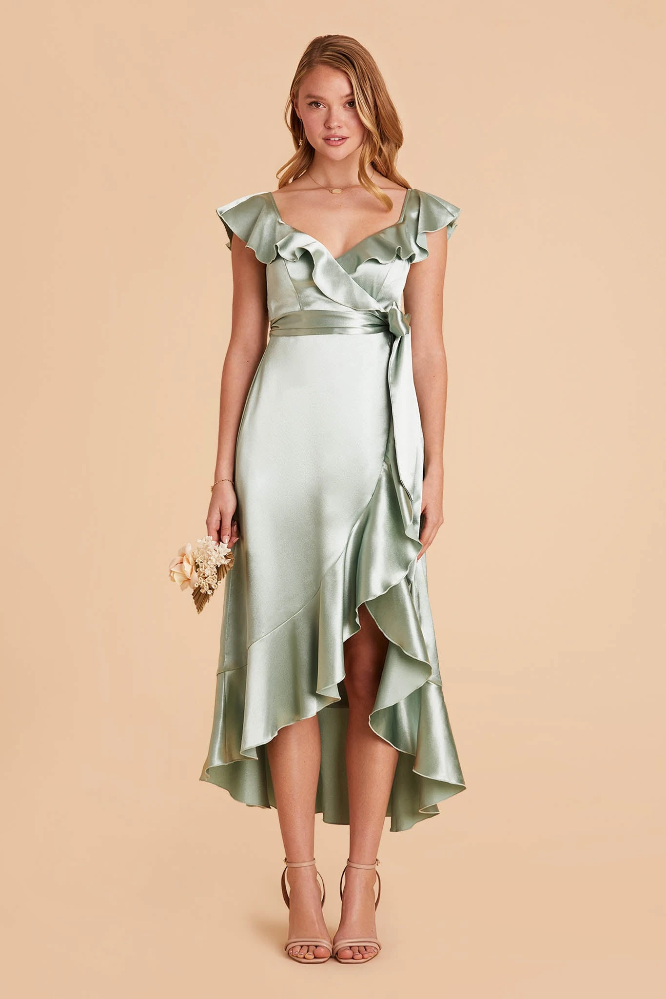 James Shiny Satin Midi Dress - Sage 8 James Shiny Satin Midi Dress - Sage - Image 6