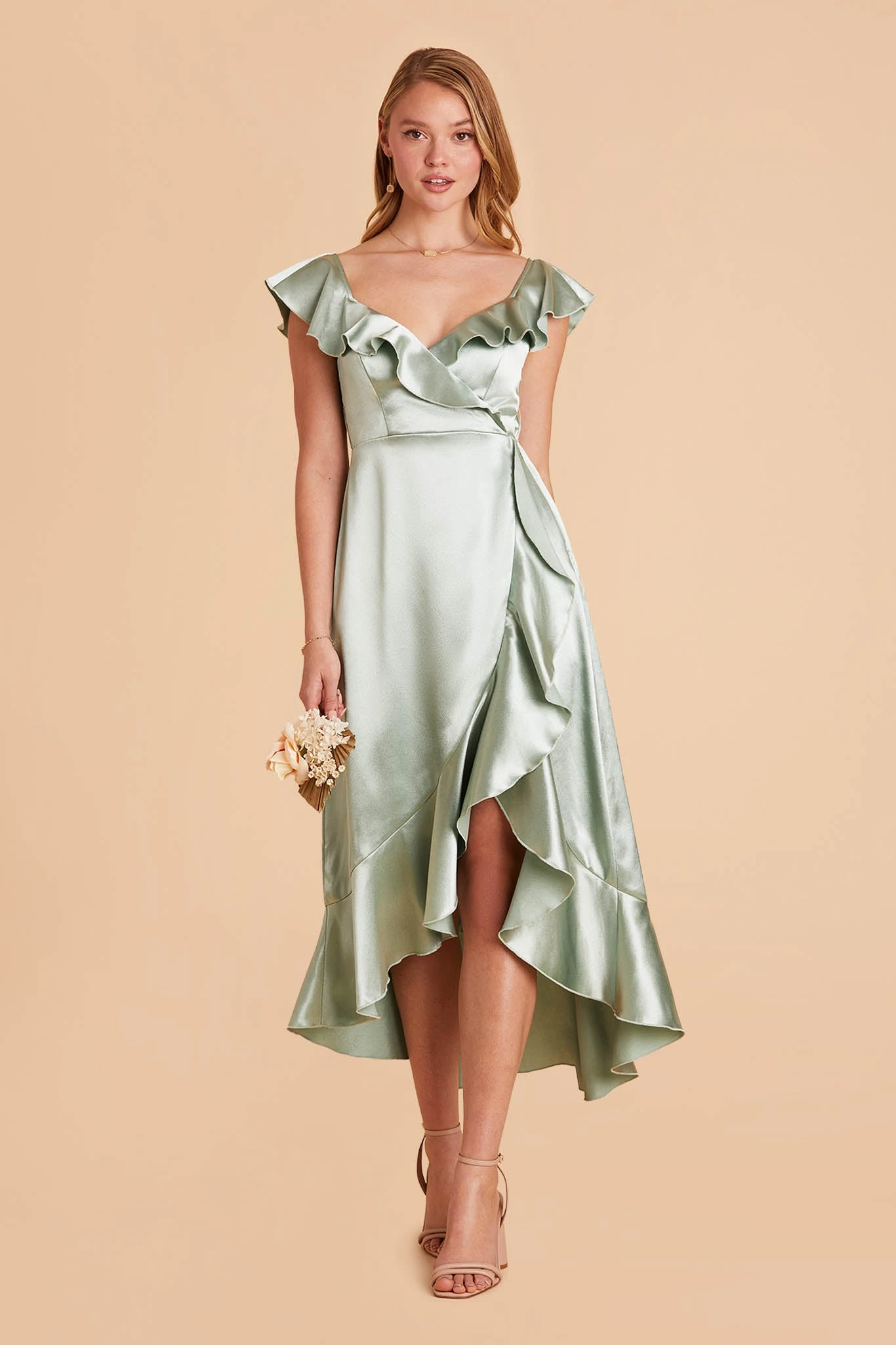 James Shiny Satin Midi Dress - Sage 11 James Shiny Satin Midi Dress - Sage - Image 9
