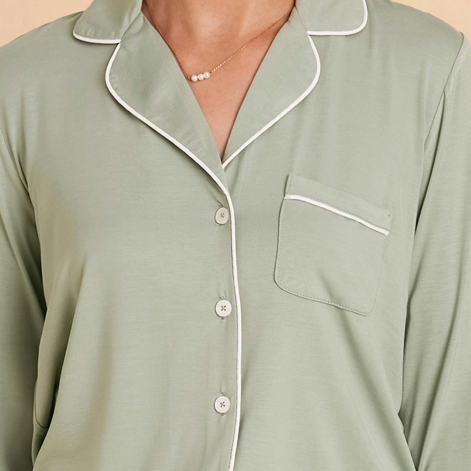 Jonny Long Sleeve Pajama And Pants Set - Sage - Image 7