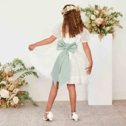 Liz Flower Girl Sash - Sage -Elegance Bridal Store sage liz flower girl sash 02 f660cf61 c70a 4285 b61b 529e05369a3f
