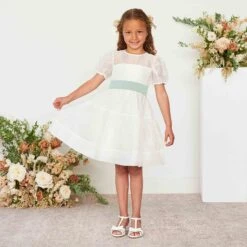 Liz Flower Girl Sash - Sage -Elegance Bridal Store sage liz flower girl sash 04