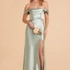 Mia Shiny Satin Convertible Dress - Sage -Elegance Bridal Store sage mia convertible satin bridesmaid dress 01