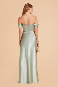 Mia Shiny Satin Convertible Dress - Sage -Elegance Bridal Store sage mia convertible satin bridesmaid dress 05