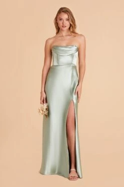 Mia Shiny Satin Convertible Dress - Sage -Elegance Bridal Store sage mia convertible satin bridesmaid dress 06