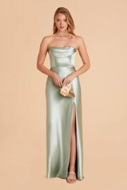 Mia Shiny Satin Convertible Dress - Sage -Elegance Bridal Store sage mia convertible satin bridesmaid dress 08