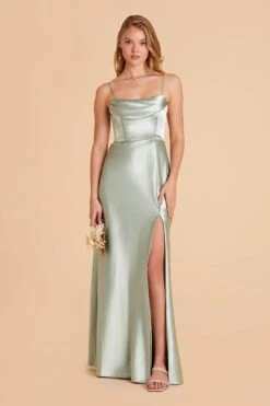 Mia Shiny Satin Convertible Dress - Sage -Elegance Bridal Store sage mia convertible satin bridesmaid dress 10