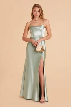 Mia Shiny Satin Convertible Dress - Sage -Elegance Bridal Store sage mia convertible satin bridesmaid dress 11