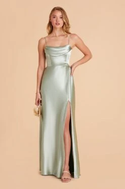 Mia Shiny Satin Convertible Dress - Sage -Elegance Bridal Store sage mia convertible satin bridesmaid dress 12