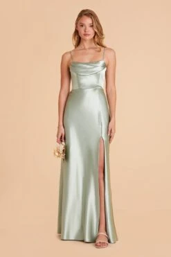Mia Shiny Satin Convertible Dress - Sage -Elegance Bridal Store sage mia convertible satin bridesmaid dress 13