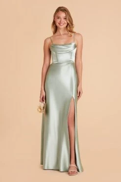 Mia Shiny Satin Convertible Dress - Sage -Elegance Bridal Store sage mia convertible satin bridesmaid dress 14
