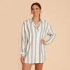 Eddie Sleepshirt - Sage Stripe -Elegance Bridal Store sage stripe eddie sleepshirt bridesmaid pajama 01