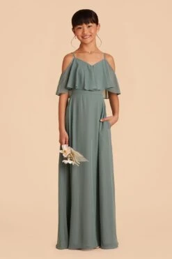 Janie Convertible Junior Dress - Sea Glass -Elegance Bridal Store sea glass janie convertible junior bridesmaid dress 08