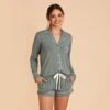 Jonny Long Sleeve Pajama Set - Sea Glass -Elegance Bridal Store sea glass jonny long sleeve bridesmaid pajama set 02