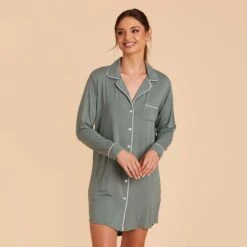 Kamryn Sleepshirt - Sea Glass 11 Kamryn Sleepshirt - Sea Glass -Elegance Bridal Store sea glass kamryn sleepshirt bridesmaid pajama 03