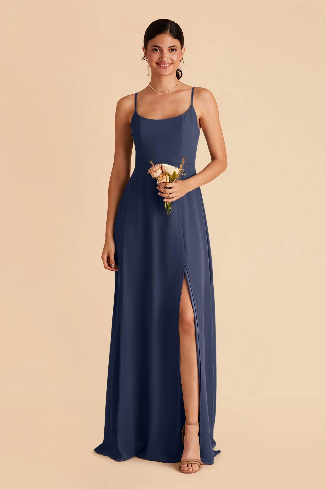 Amy Chiffon Dress - Slate Blue 3 Amy Chiffon Dress - Slate Blue