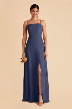 Chris Convertible Chiffon Dress - Slate Blue -Elegance Bridal Store slate blue chris convertible bridesmaid dress 01