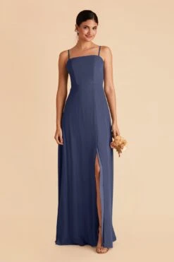 Chris Convertible Chiffon Dress - Slate Blue -Elegance Bridal Store slate blue chris convertible bridesmaid dress 02