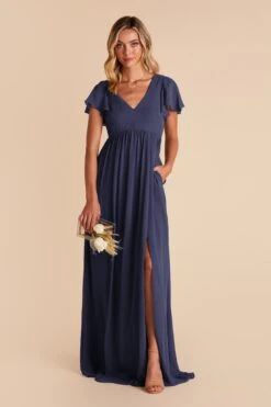 Hannah Empire Dress - Slate Blue -Elegance Bridal Store slate blue hannah bridesmaid dress 04