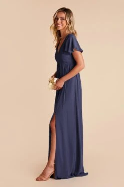Hannah Empire Dress - Slate Blue -Elegance Bridal Store slate blue hannah bridesmaid dress 05